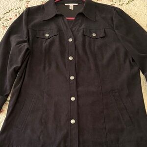 JM Collection size 14 Black faux suede shirt jacket